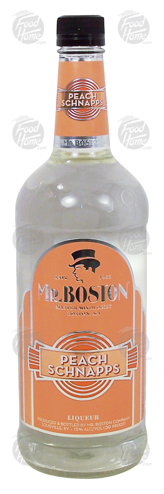 Mr. Boston's  peach schnapps liqueur, 15% alc. by vol. Full-Size Picture